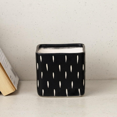 Dash Black Square Ceramic Clay Pots - The Earth Store - Planter